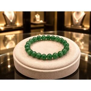 Green Aventurine Gemstone Stretch Bracelet | Natural Quartz Crystal Beads